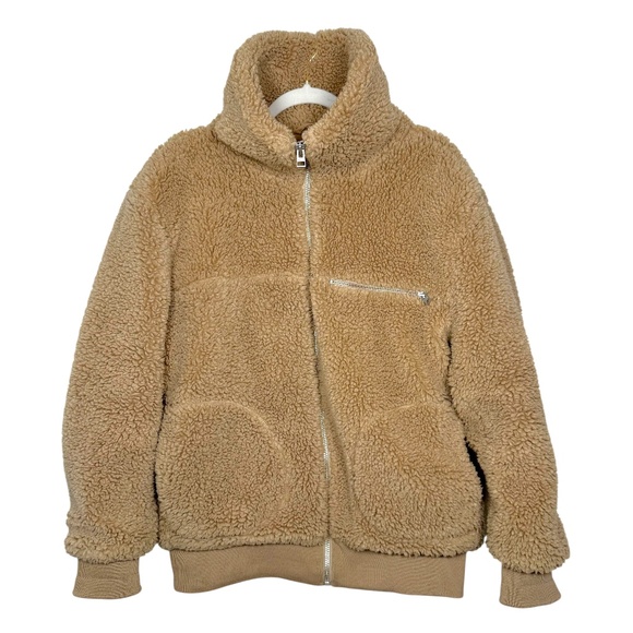 Wilfred Free | Aritzia | The Teddy Jacket | M | Camel | Faux Shearling Fleece - Picture 1 of 11